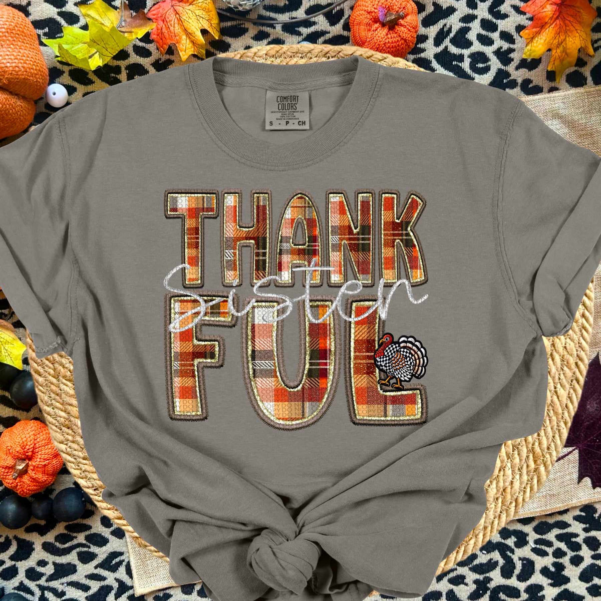 Thankful sister plaid font (HW) 62476 DTF transfer