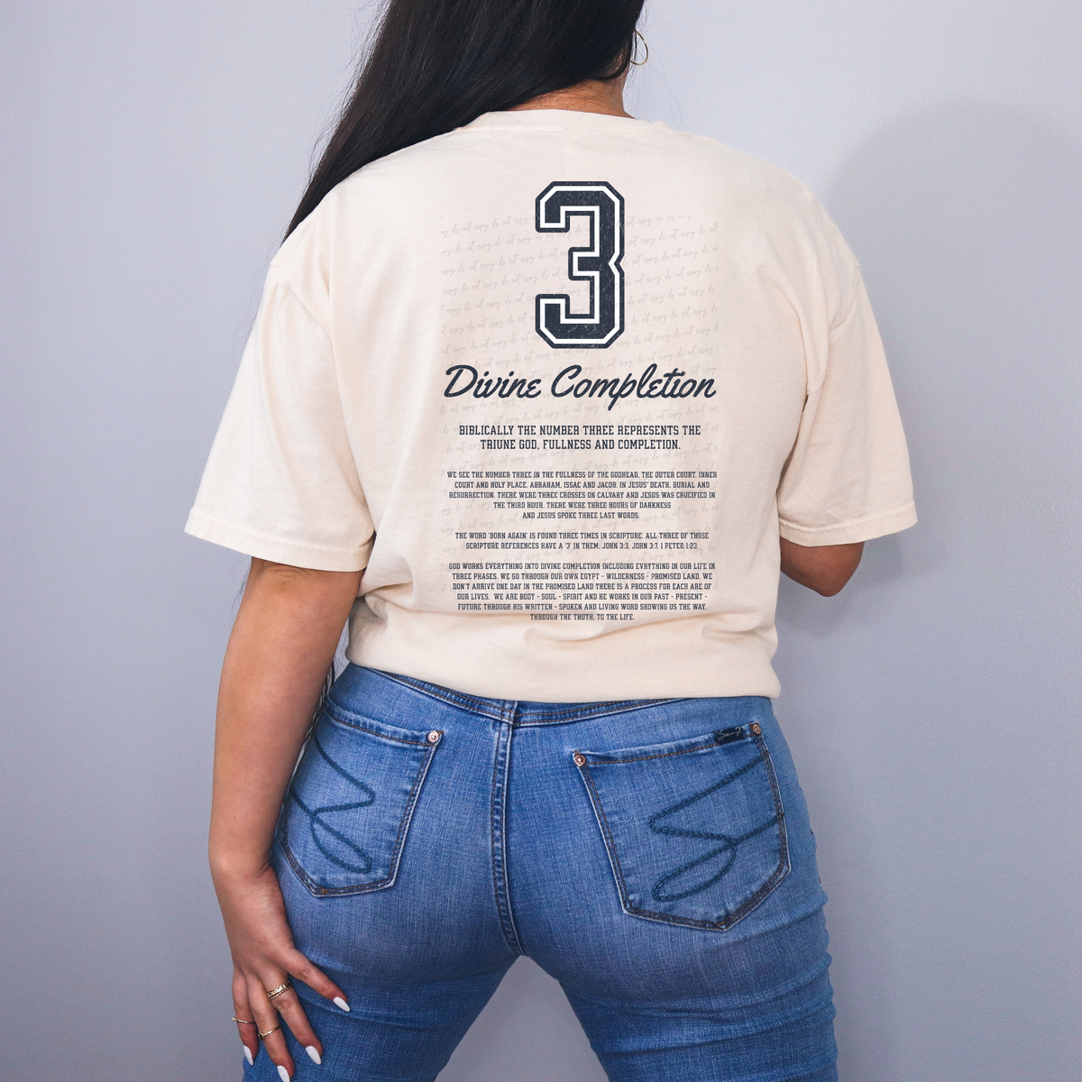 3 Divine Completion Varsity (Back Print) 76973 DTF Transfer