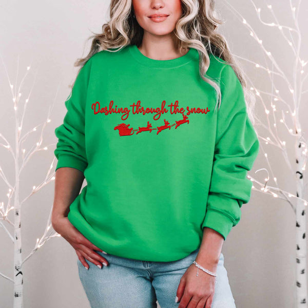 Dashing through the snow red embroidery (HW) 67104 DTF transfer