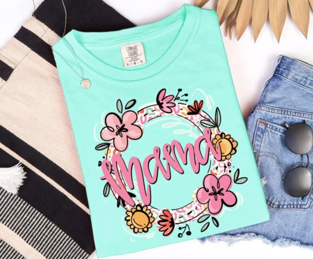 Mama pink floral circle (S&G) 96507 DTF transfer
