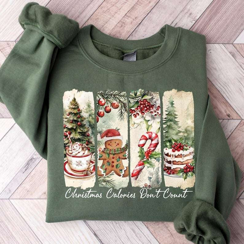 Christmas calories don’t count rectangles white font 67917 DTF transfer