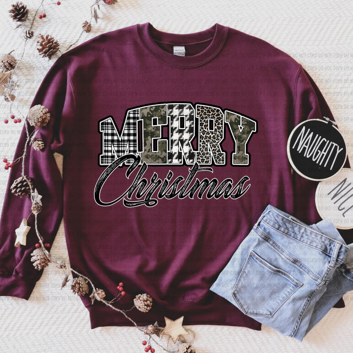 Merry Christmas camo and plaid (REVEL) DTF transfer