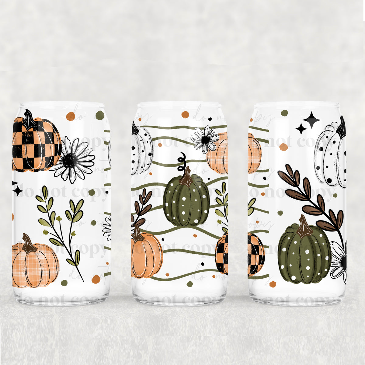 Pumpkins with wavy lines (CSC) UV DTF WRAP