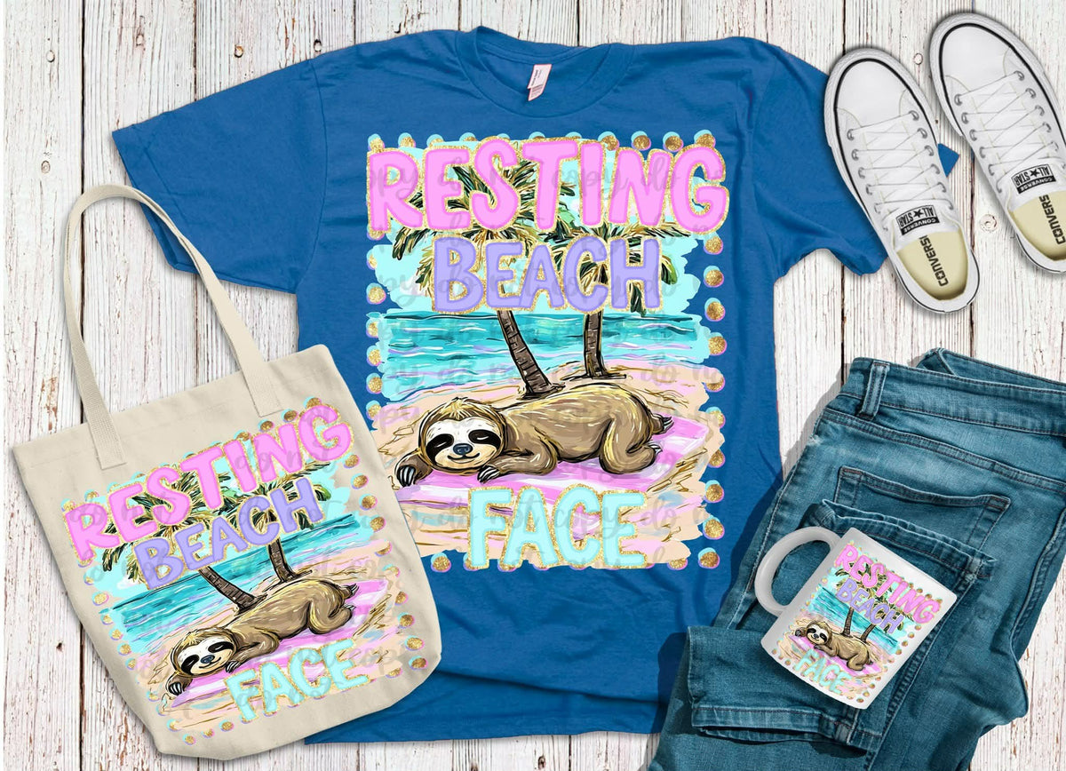 Resting beach face sloth (SSD) DTF Transfer