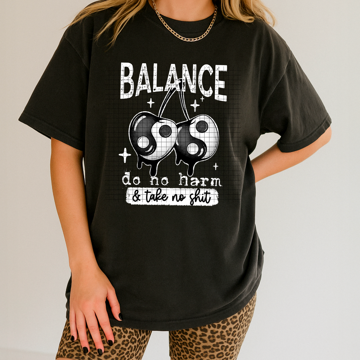 Balance yin yang cherries WHITE (CSC) DTF Transfer