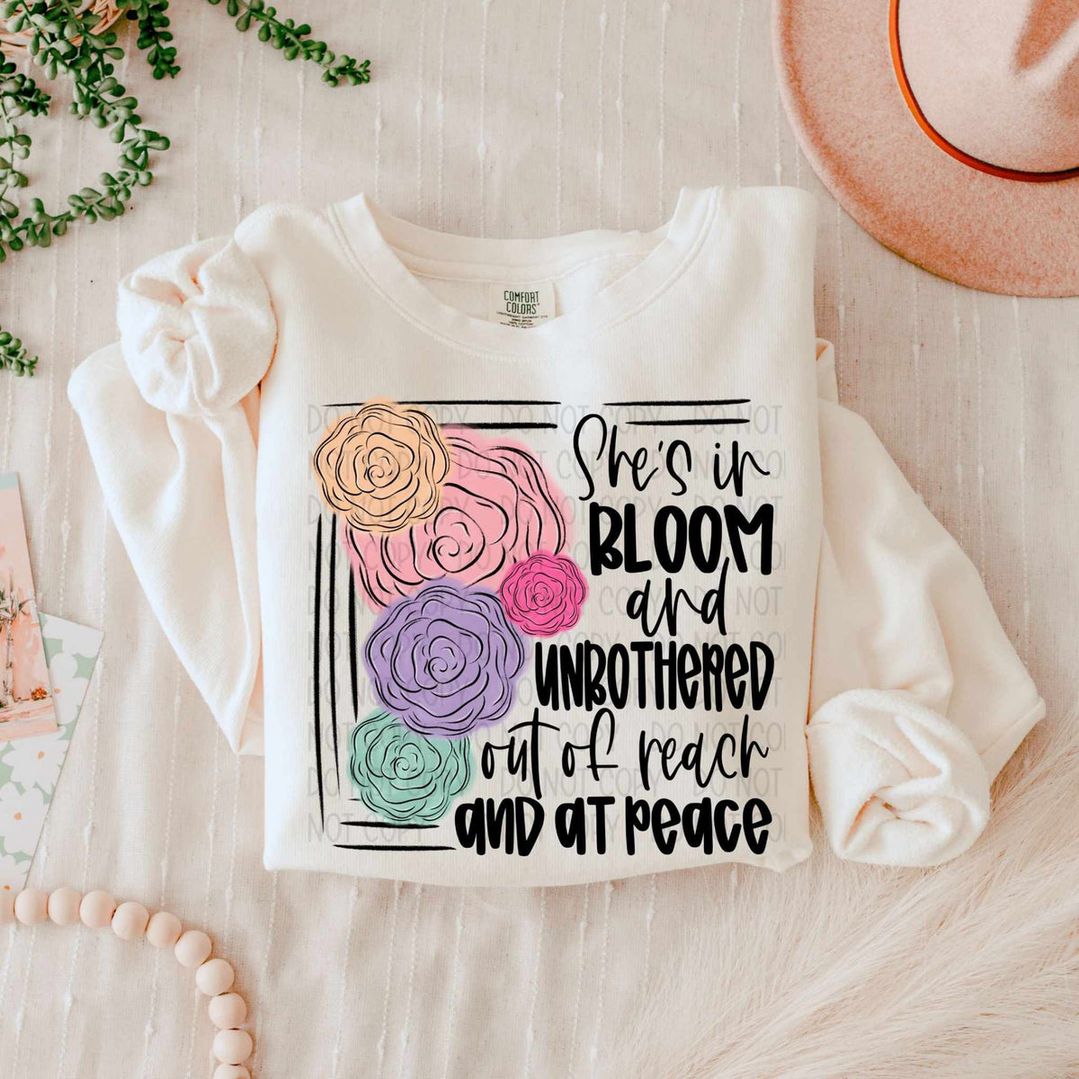 She is bloom and unbothered out of reach and at peace (SWD) 82680 DTF transfer