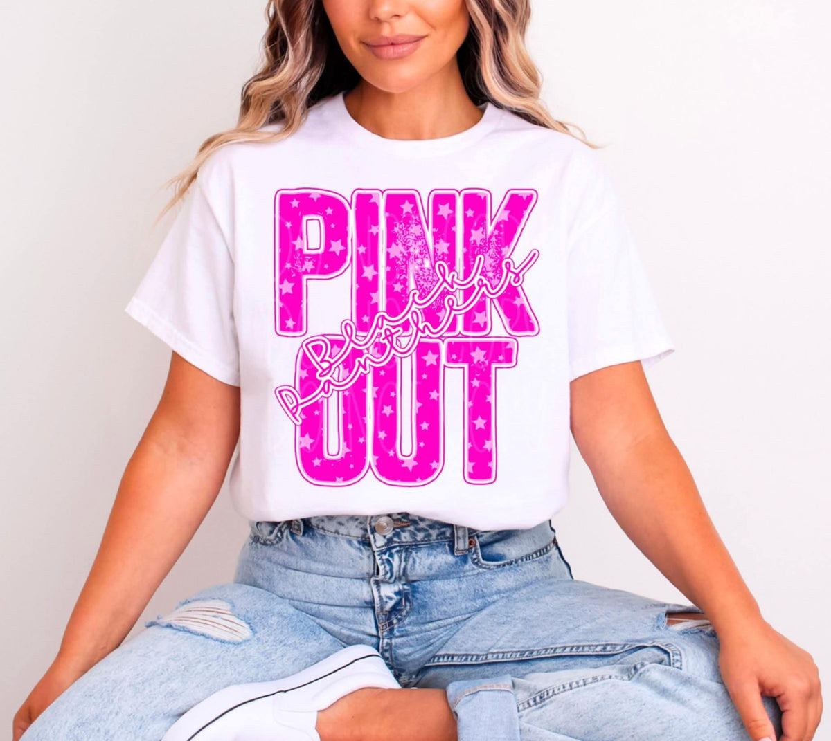 Black Panthers pink Out Mascot pink and stars (C’s) DTF transfer