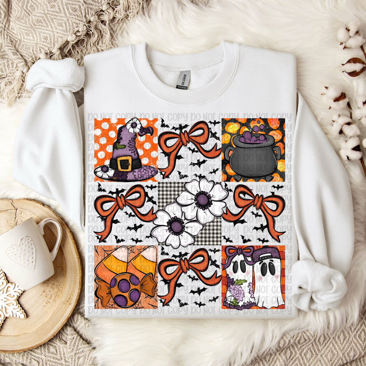 Purple and orange Halloween checkers Sunday Special DTF transfer