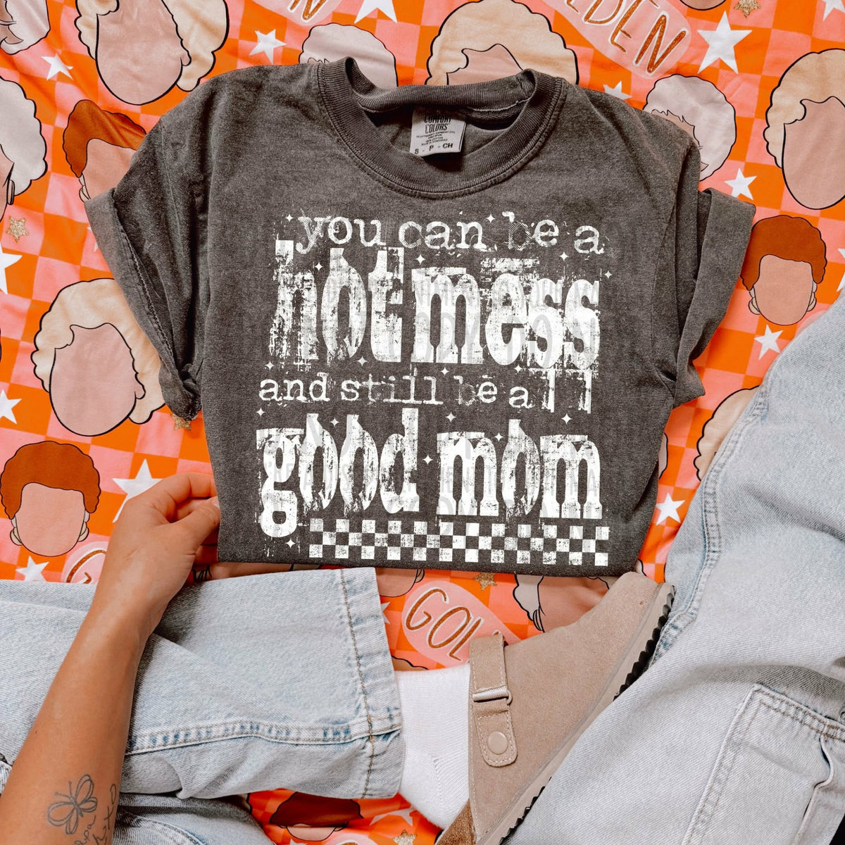 You can be a hot mess and be a good mom WHITE (SWD) DTF Transfer
