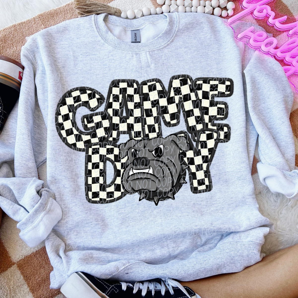 Game day bulldog checkered (CITY) 91346 DTF transfer