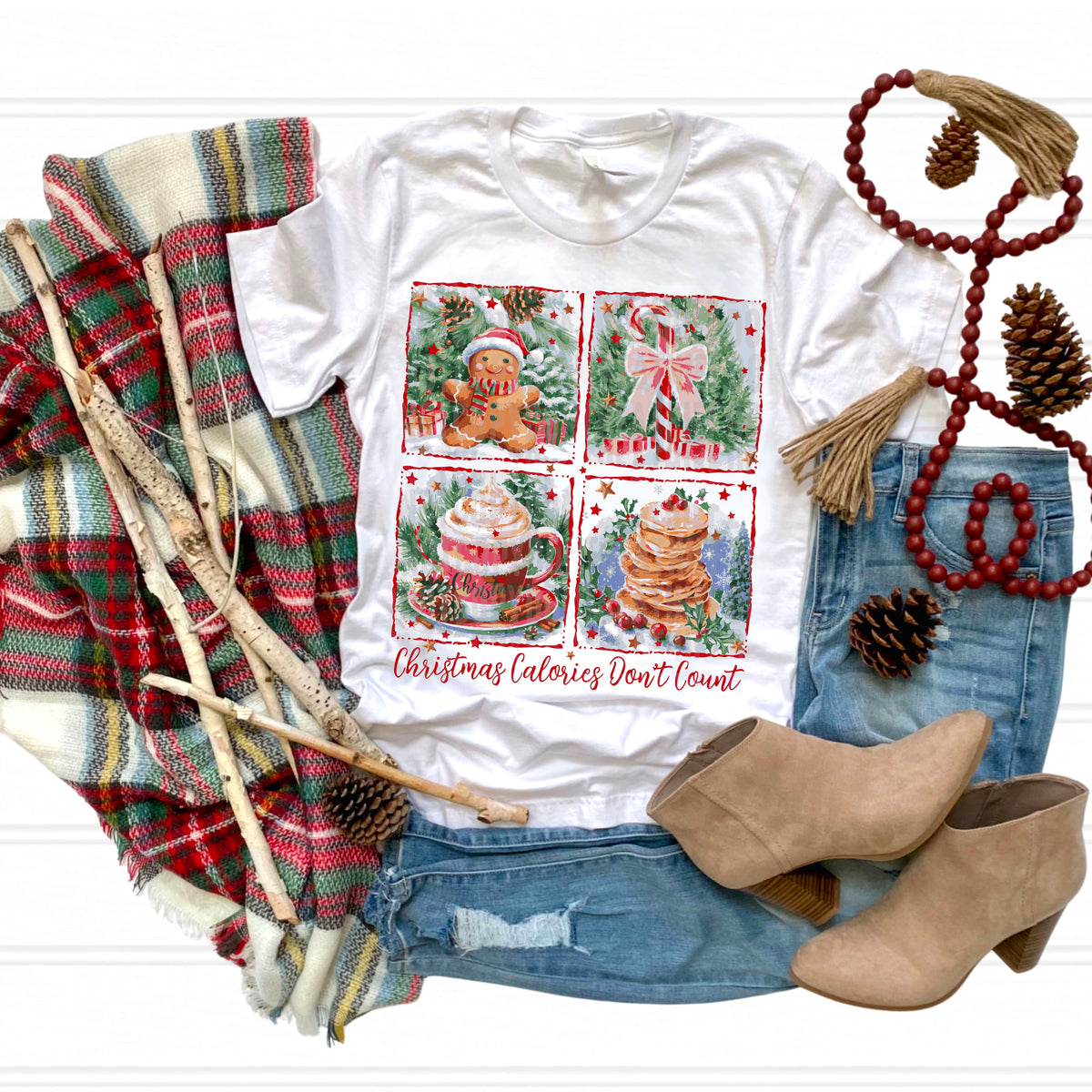 Christmas Calories don’t count frames (red words) 113404 DTF transfer