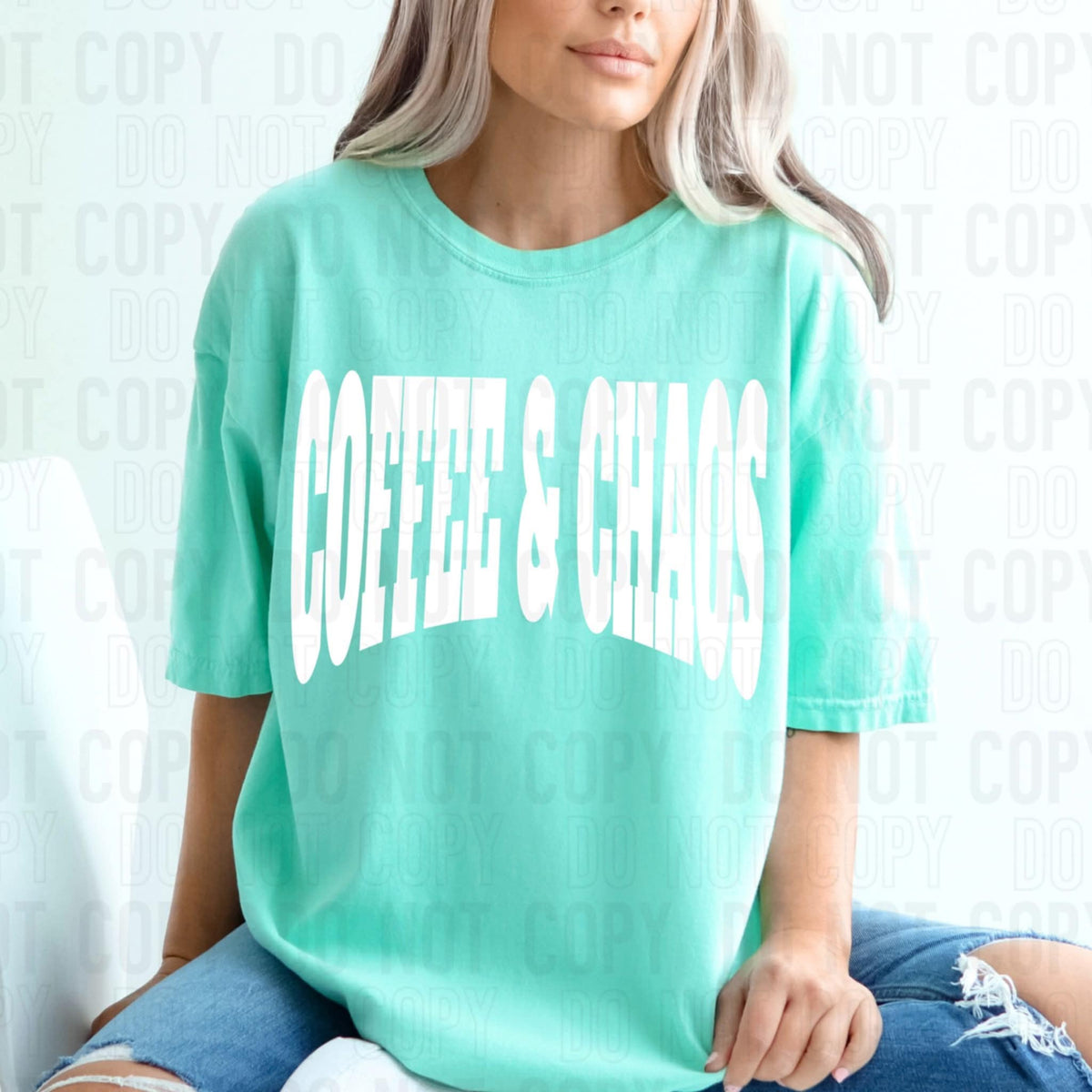 Coffee and Chaos white (SBB) 110994 DTF transfer