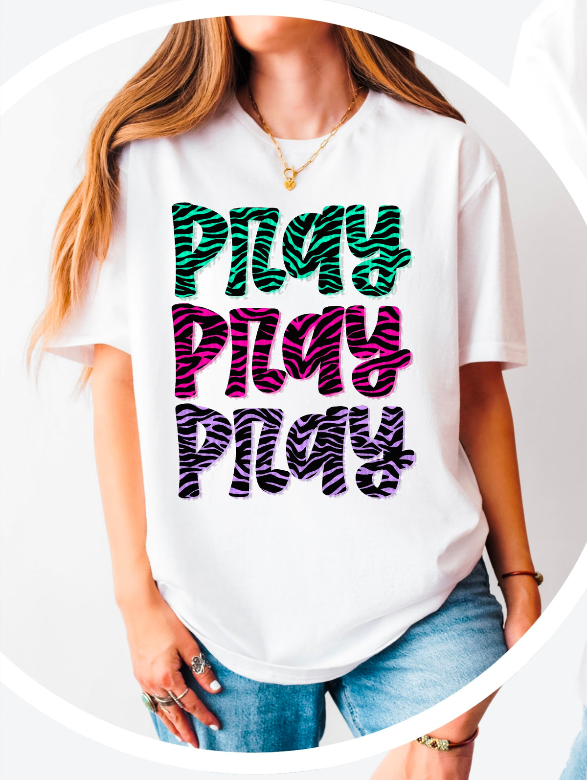 Pray stacked colorful zebra print 90296 DTF transfer