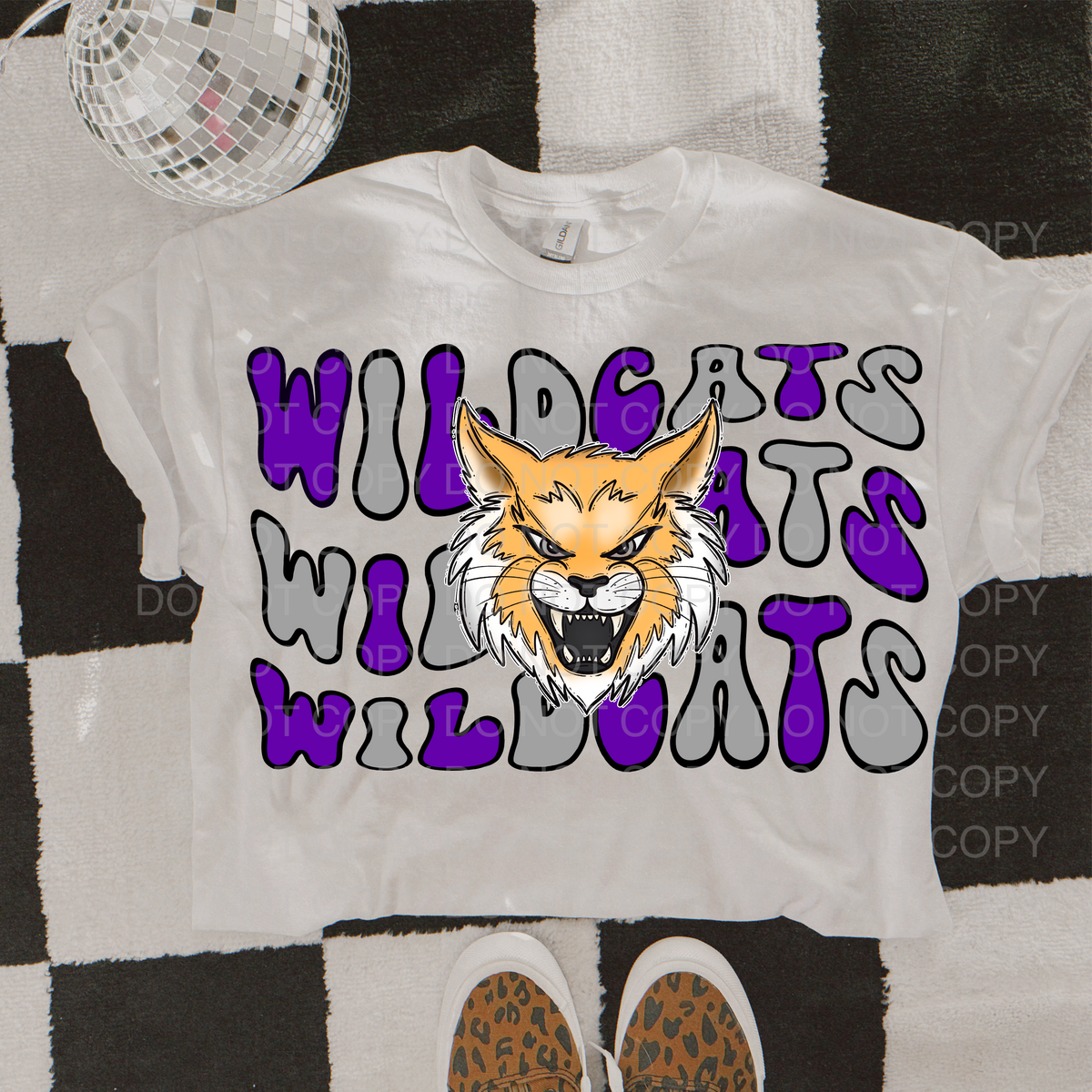 Groovy Mascot Wildcats Purple 56004 DTF transfer