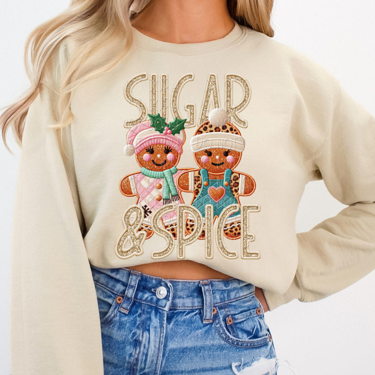 Sugar and spice faux embroidery snowman 117498 DTF Transfer