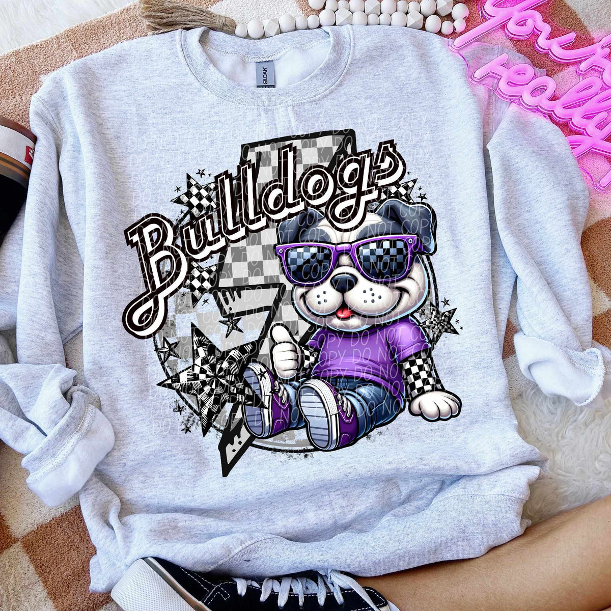 Bulldogs purple shirt lightning bolt (CITY) 52471 DTF transfer