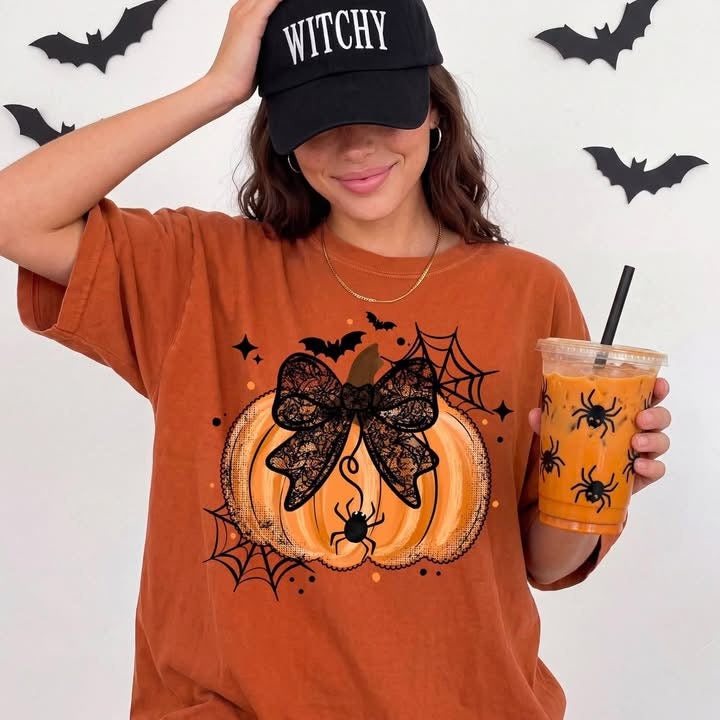 Pumpkin with lace bow Sunday Special DTF transfer