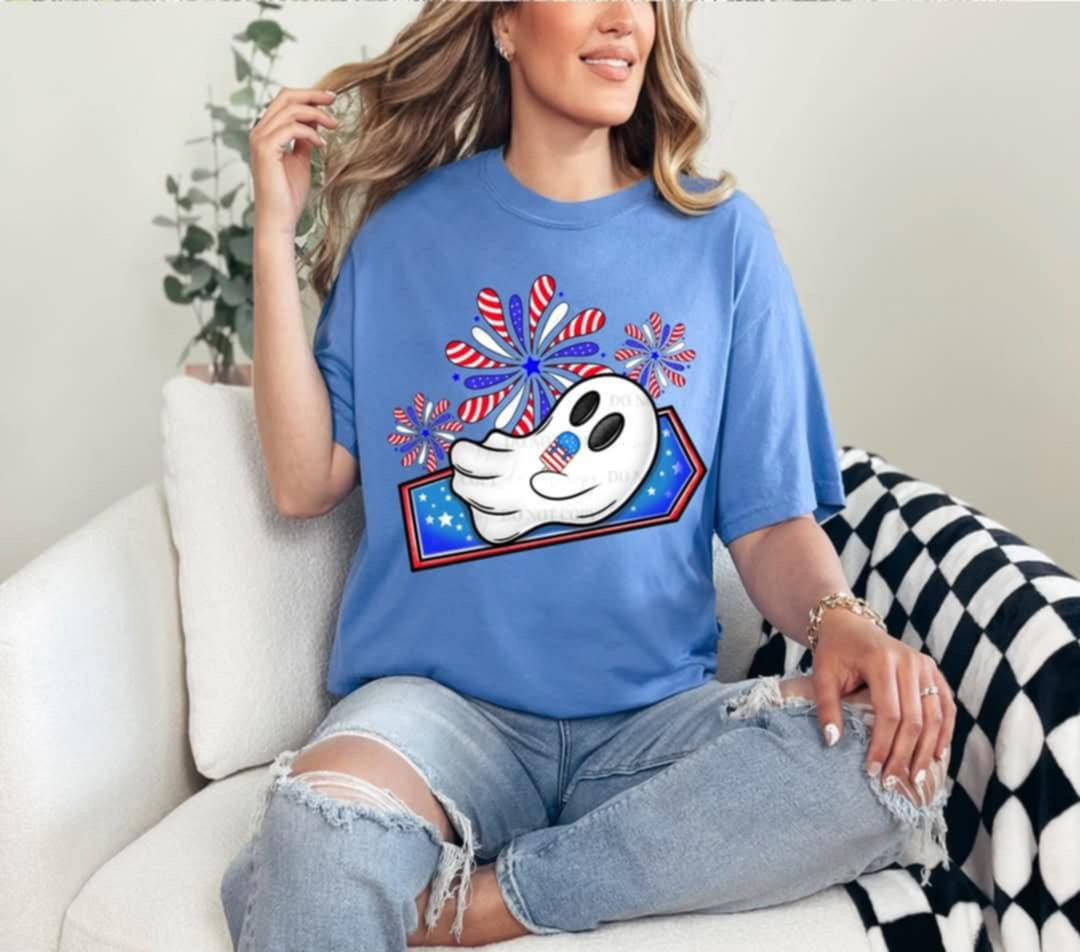 Ghost with patriotic spin wheel (40E) 96915 DTF transfer