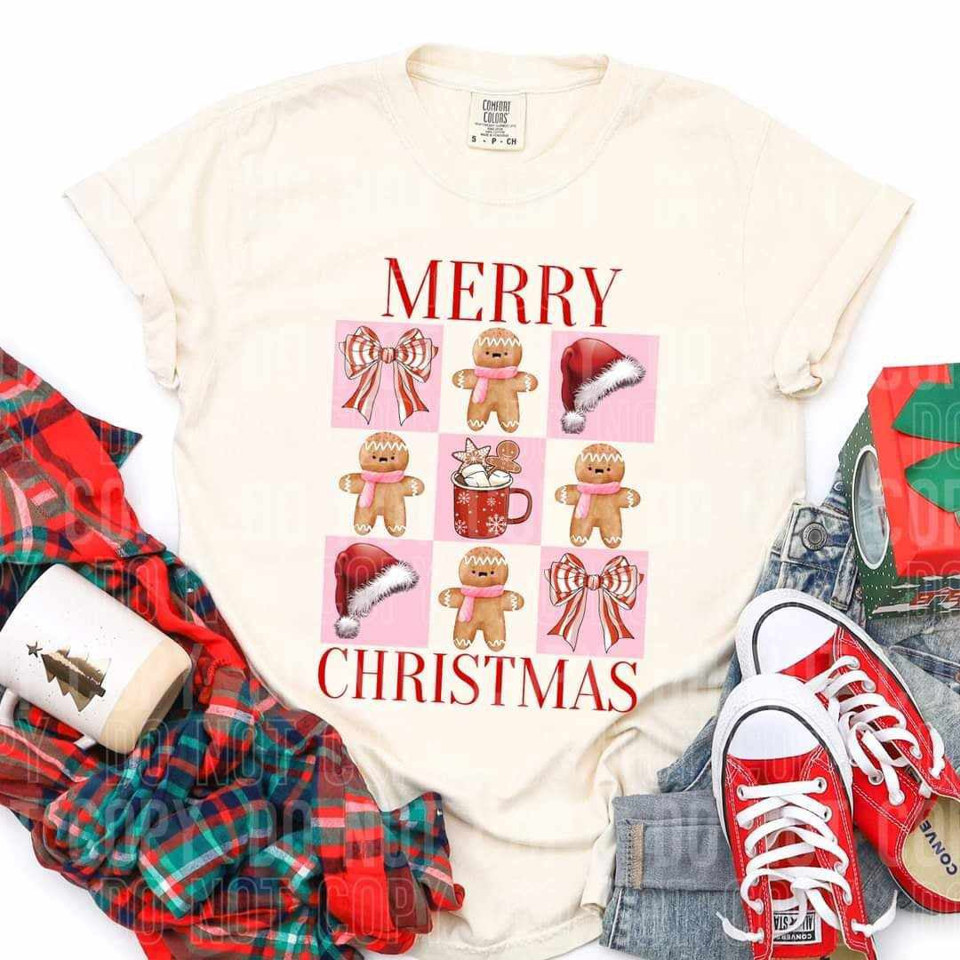 Merry Christmas checkered collage (SBB) 70209 DTF transfer