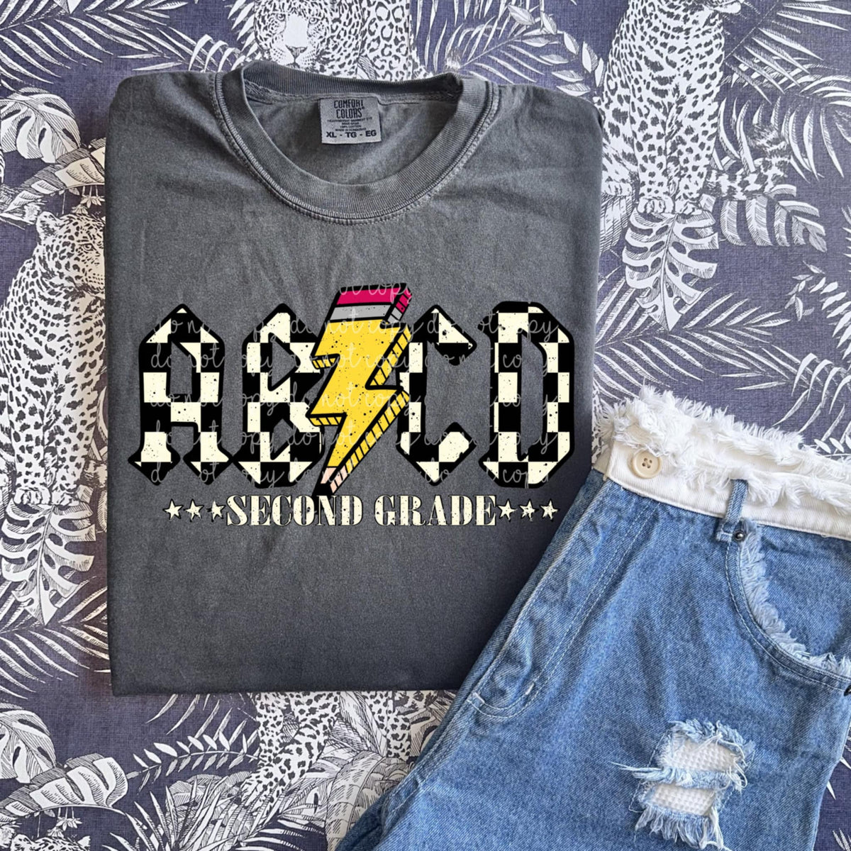 Second Grade ABCD checker MMD DTF transfer