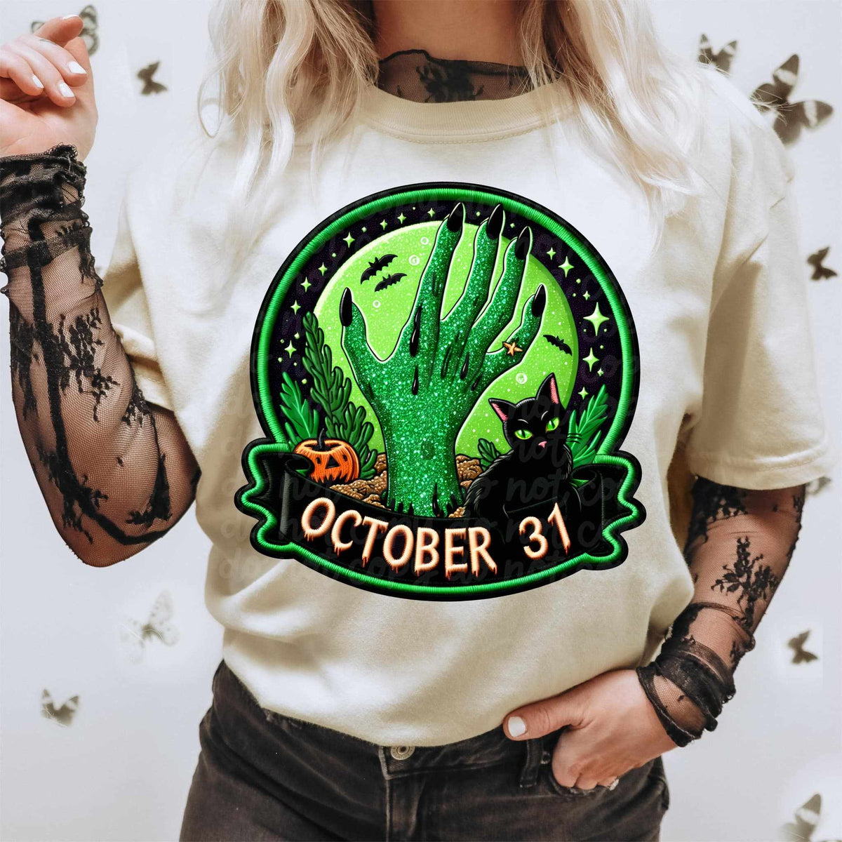 October 31 green hand 50199 DTF transfer