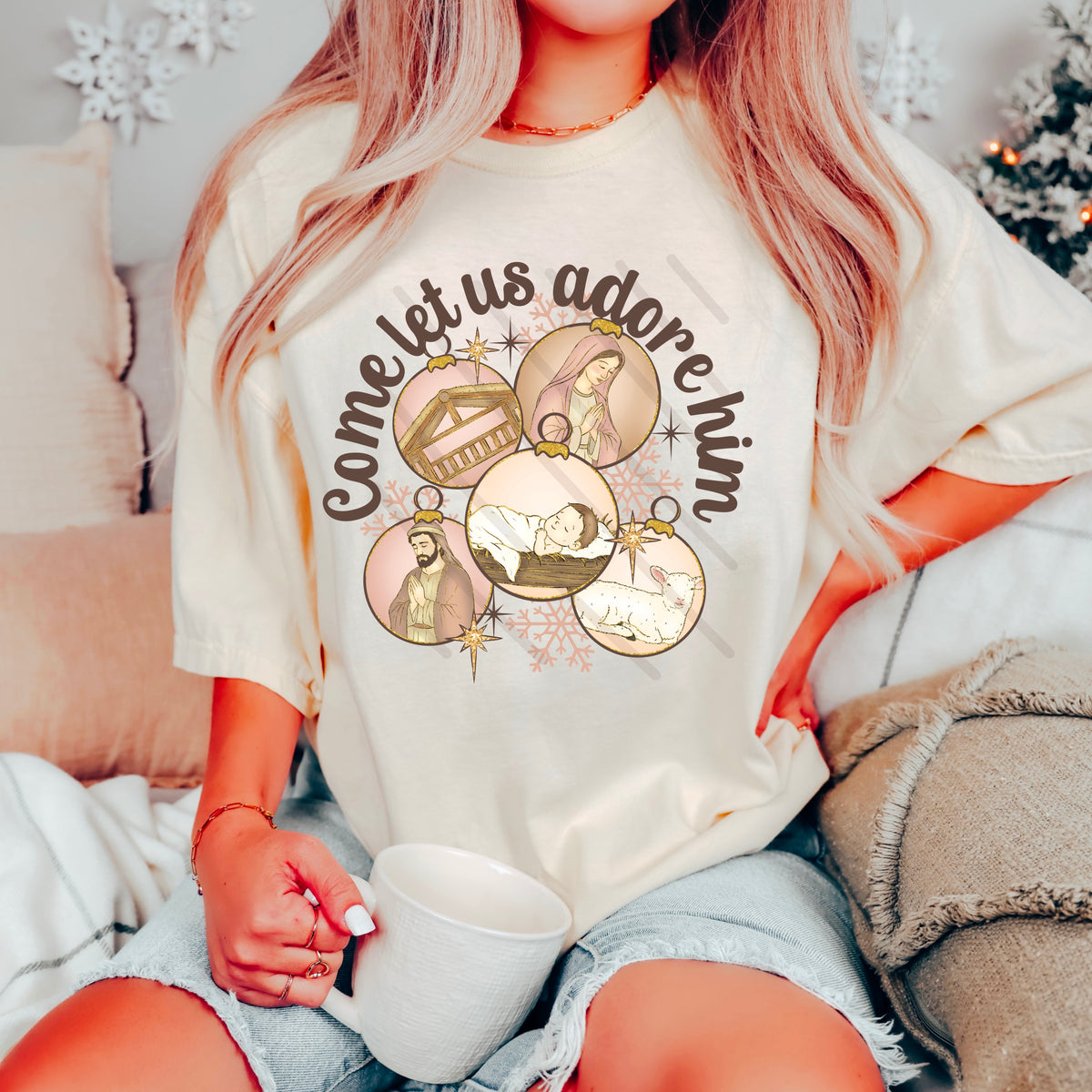 Come let us adore him ornaments exclusive DTF transfer