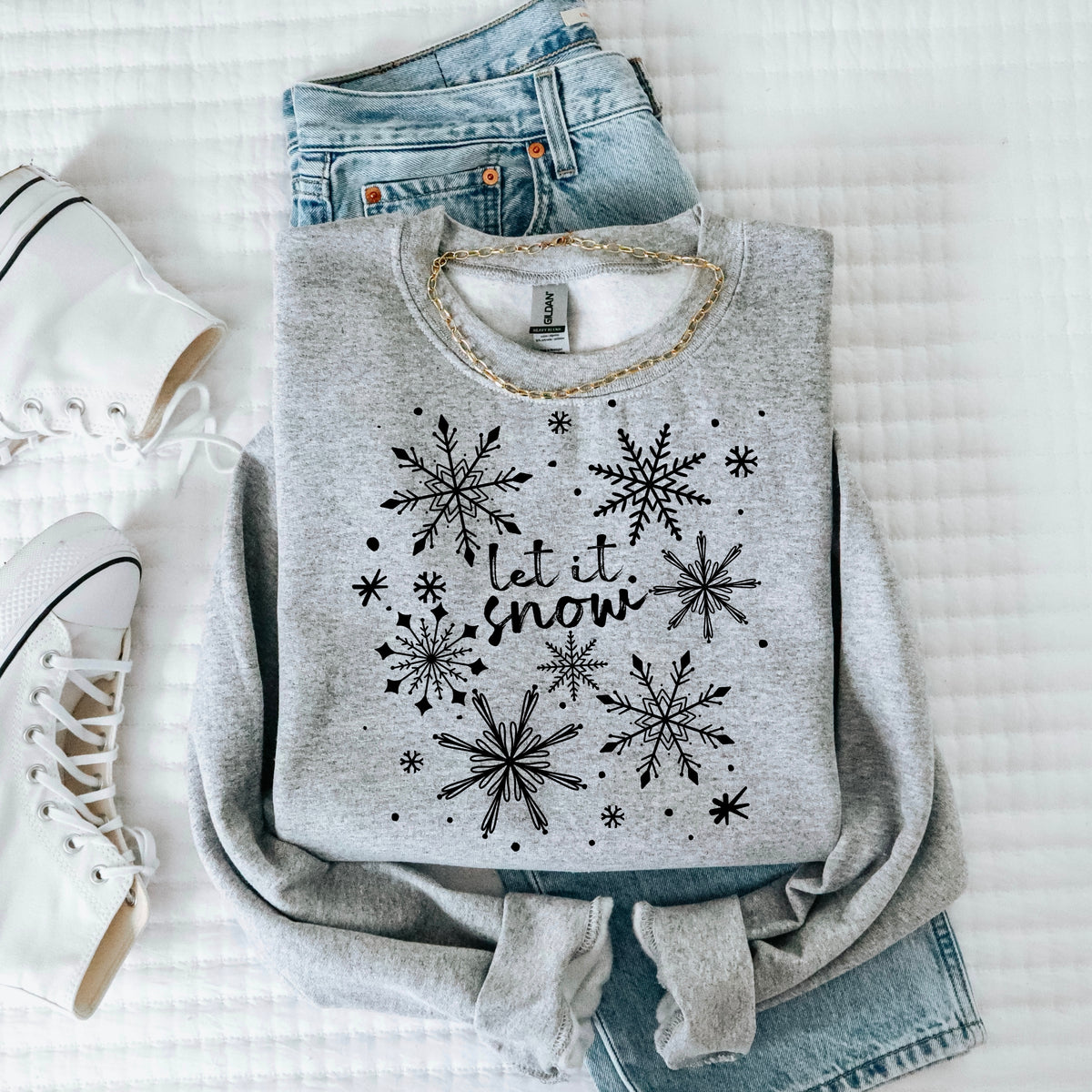 Let it snow snowflakes black (csc) DTF Transfer