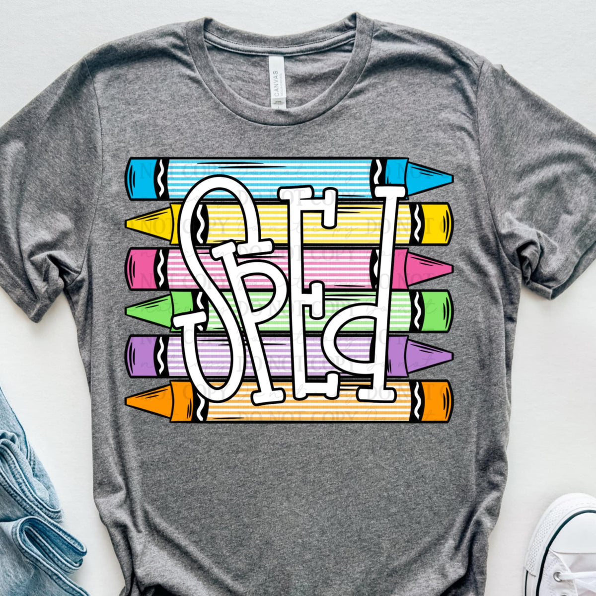 Sped striped crayons ABD DTF transfer