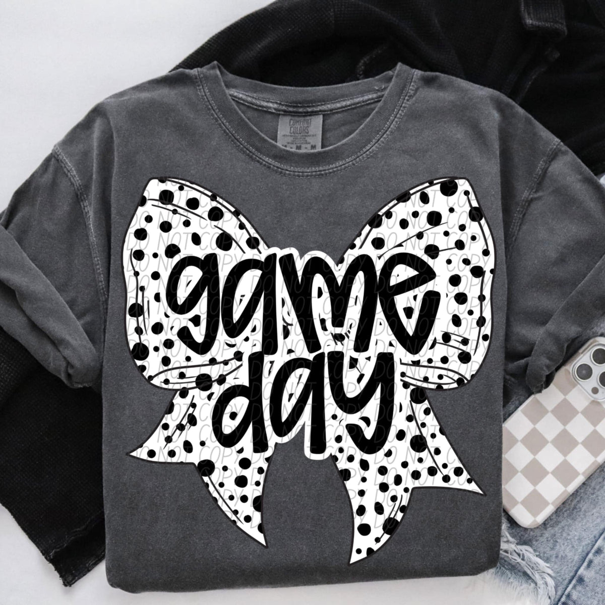 Game day polka dot bow (CITY) 91317 DTF transfer