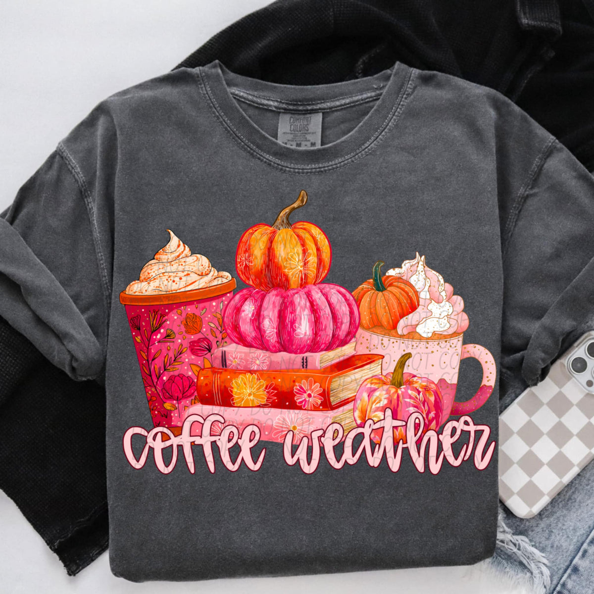 Coffee Weather pink and orange (City) DTF transfer