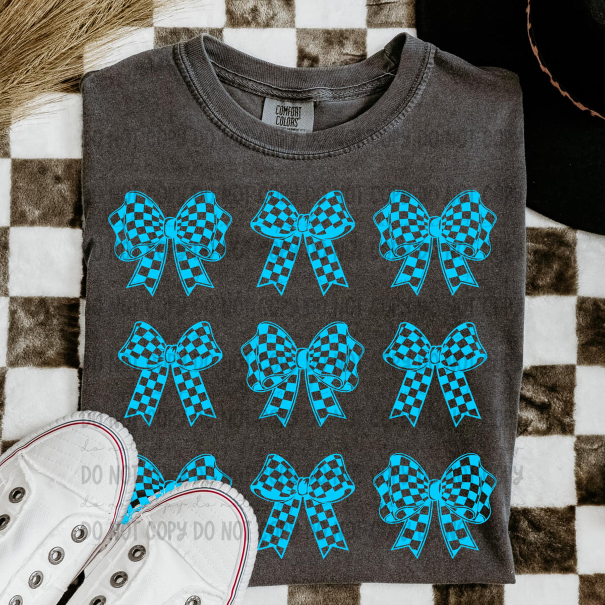 Blue checkered bows (REVEL) 91229 DTF transfer