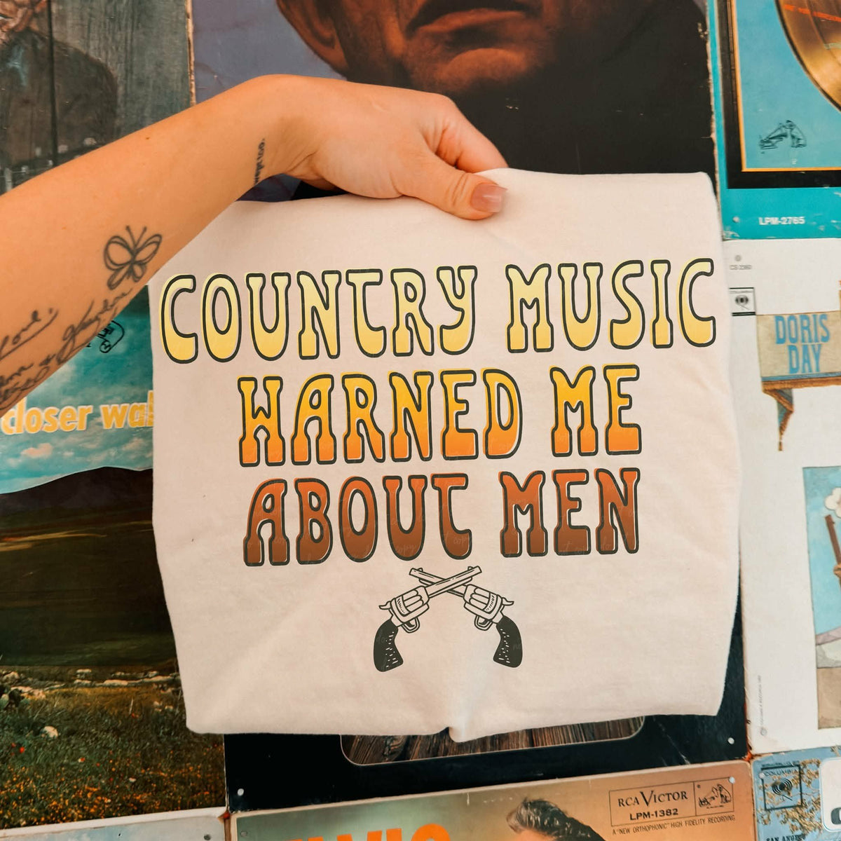 Country music warned me about men (EMD) DTF Transfe