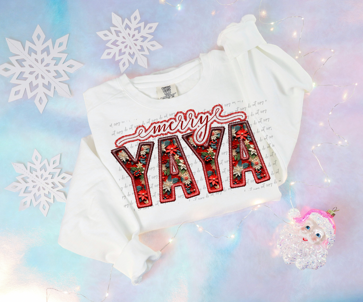 Merry yaya (faux embroidery) 30647 DTF transfers