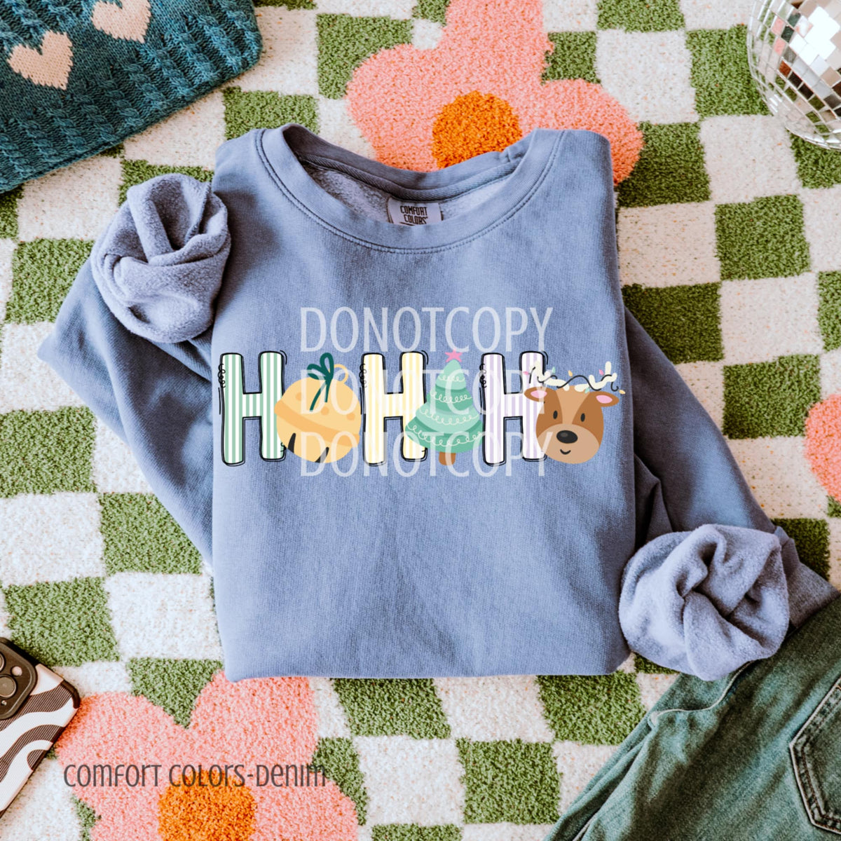 Ho Ho Ho ornament tree and reindeer (CSG) DTF transfer