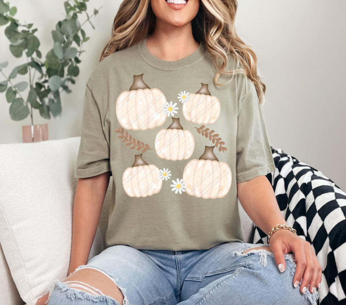 Tan Pumpkins Collage (Linda) DTF transfer