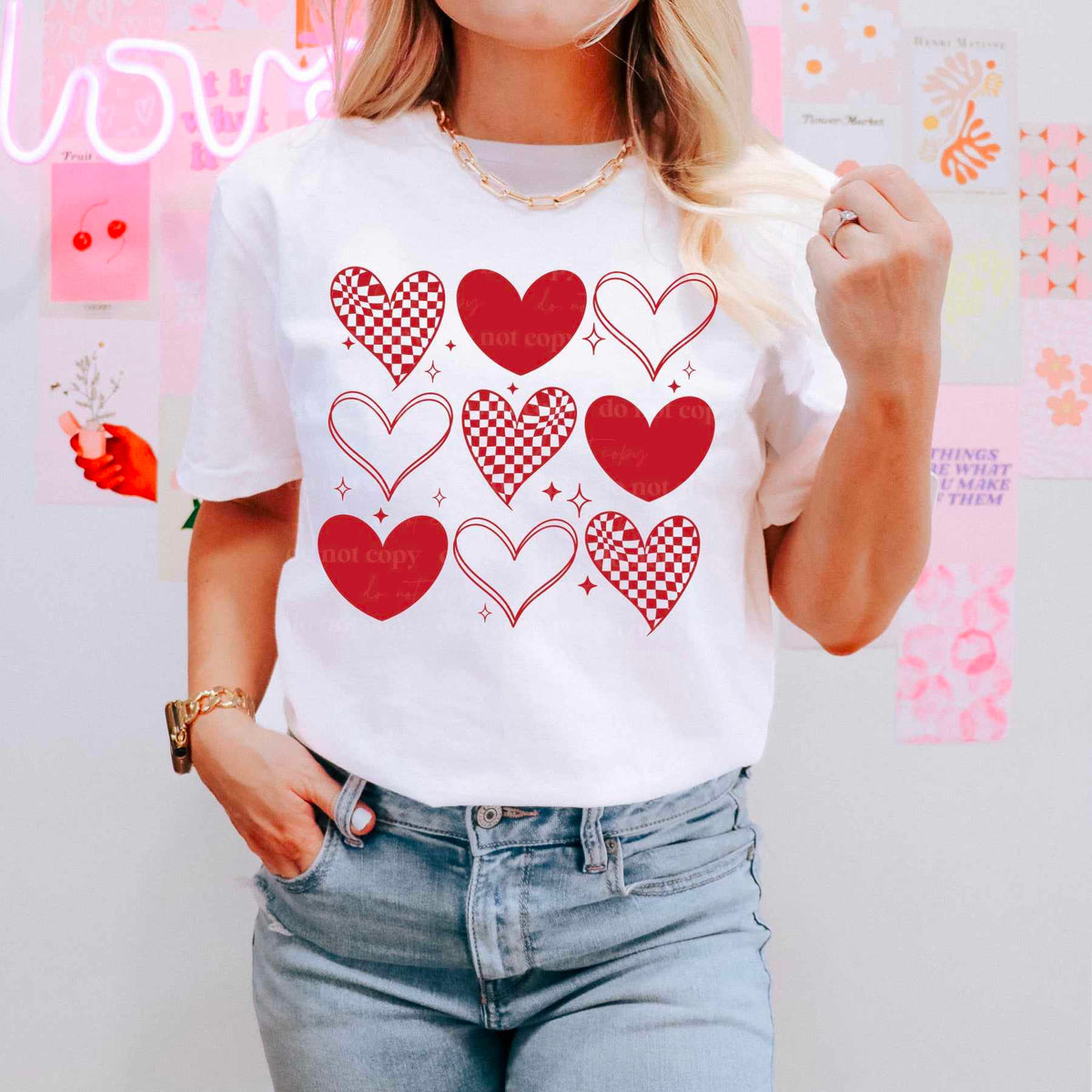 Red hearts collage (CSC) 65713 DTF transfer
