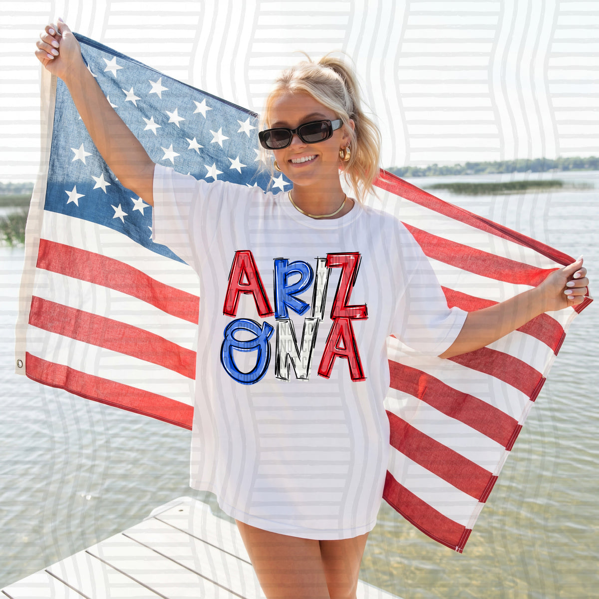 arizona patriotic rwb states messy (caplinger) DTF Transfer
