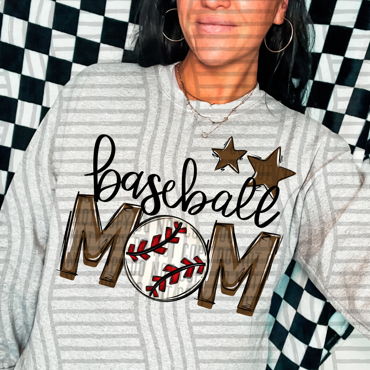 baseball mom brown stars (Caplinger) DTF transfer