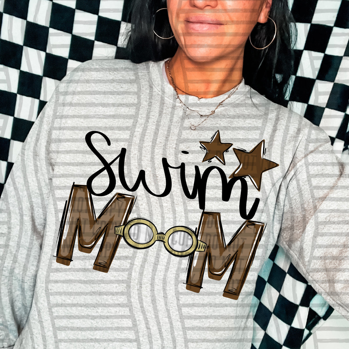 swim mom grey brown stars (caplinger) DTF transfer