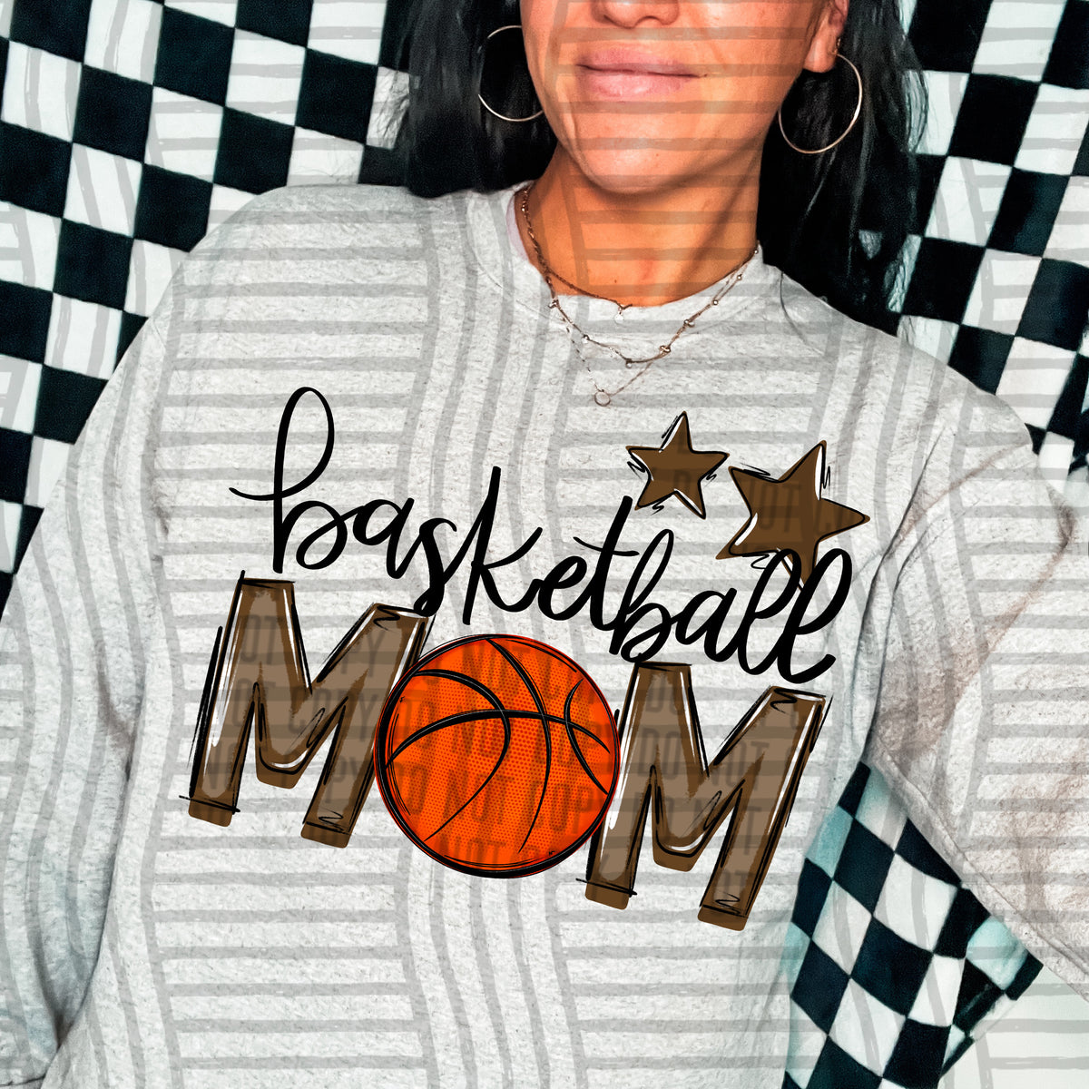 basketball mom gray brown stars (Caplinger) DTF transfer