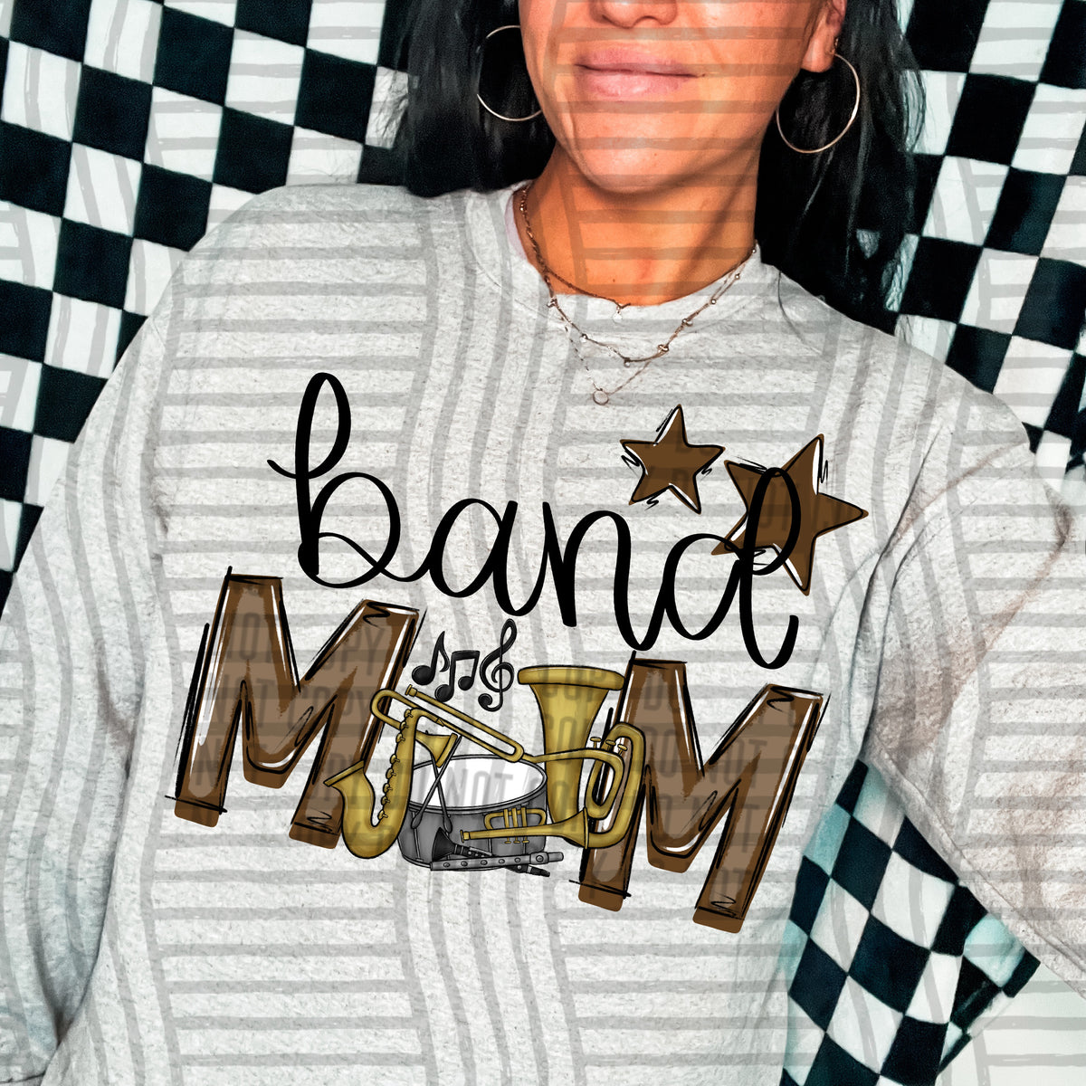 band mom gray brown stars (Caplinger) DTF transfer