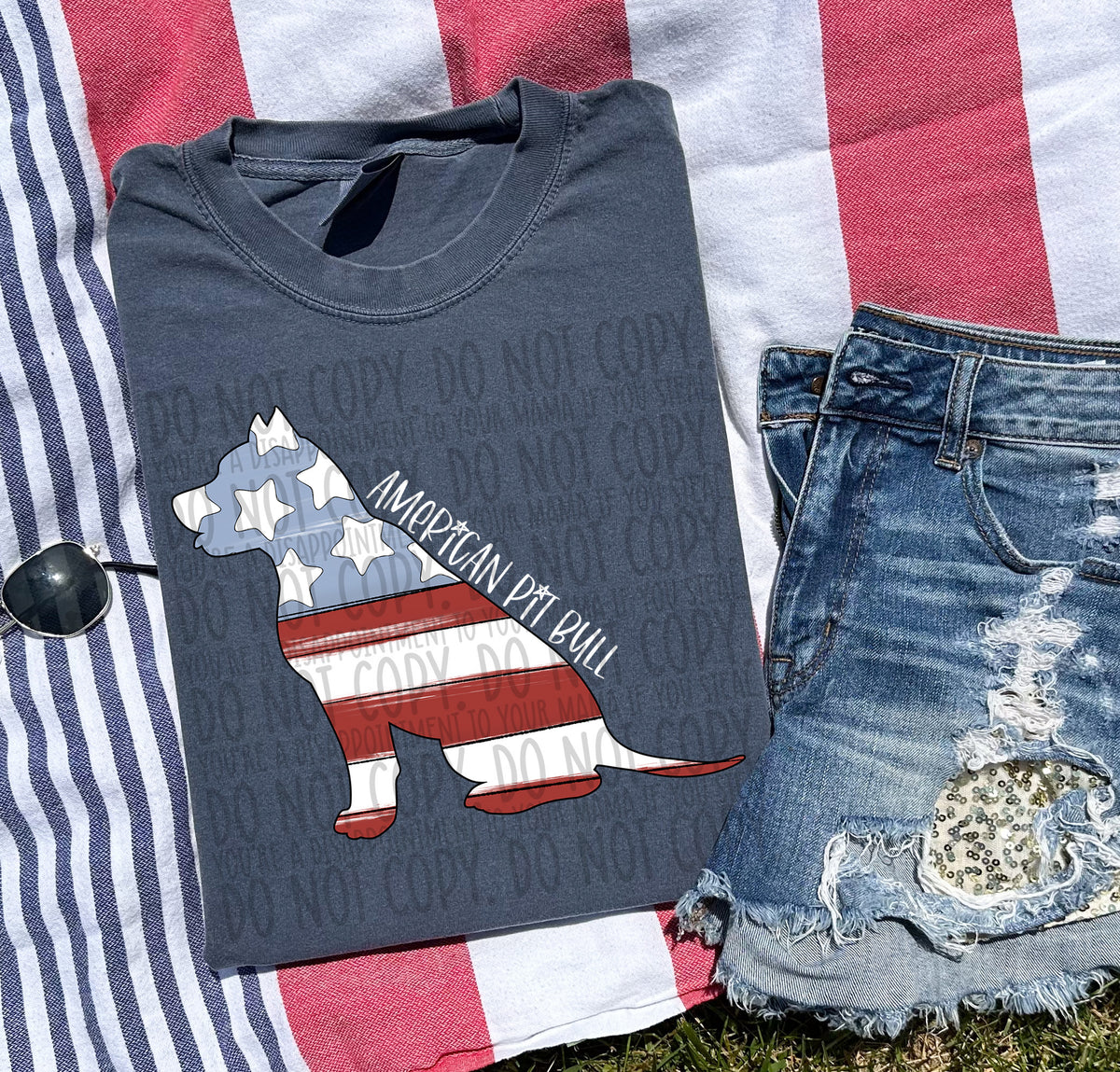 AMERICAN PIT BULL white (SWD) DTF transfer