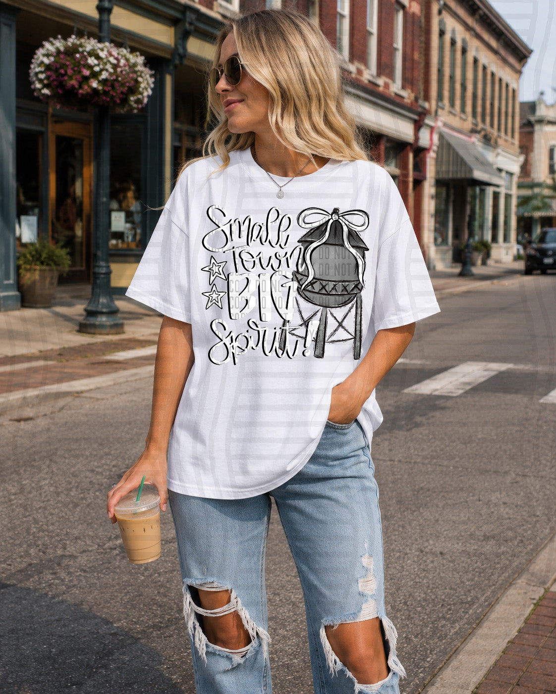 small town big spirit water tower WHITE (caplinger) DTF Transfer
