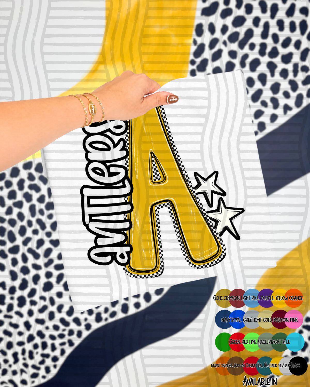 Antlers Checker Crush Yellow (Caplinger) DTF transfer