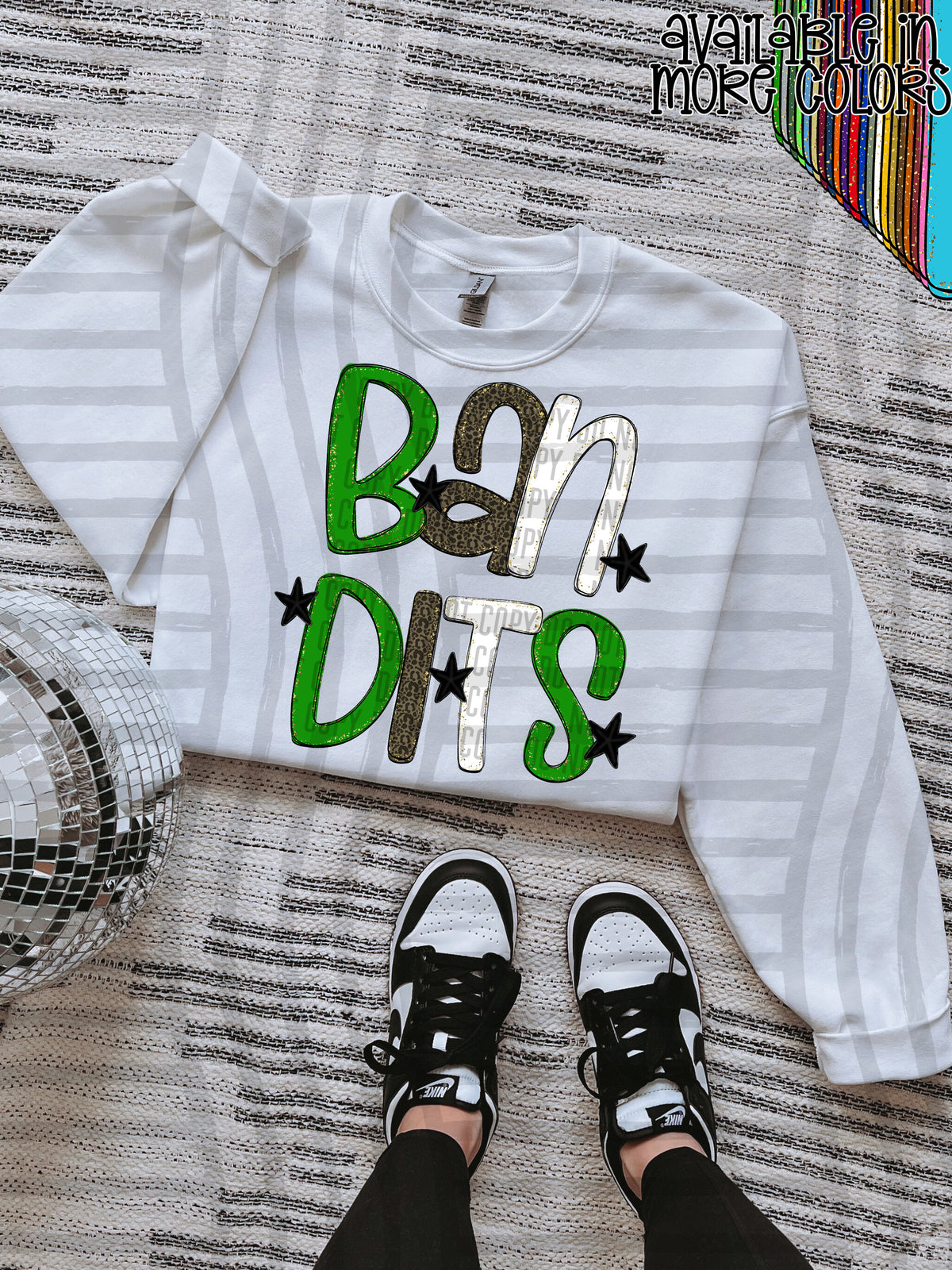 green, gray and white, bandits stacked (Caplinger) DTF Transfer