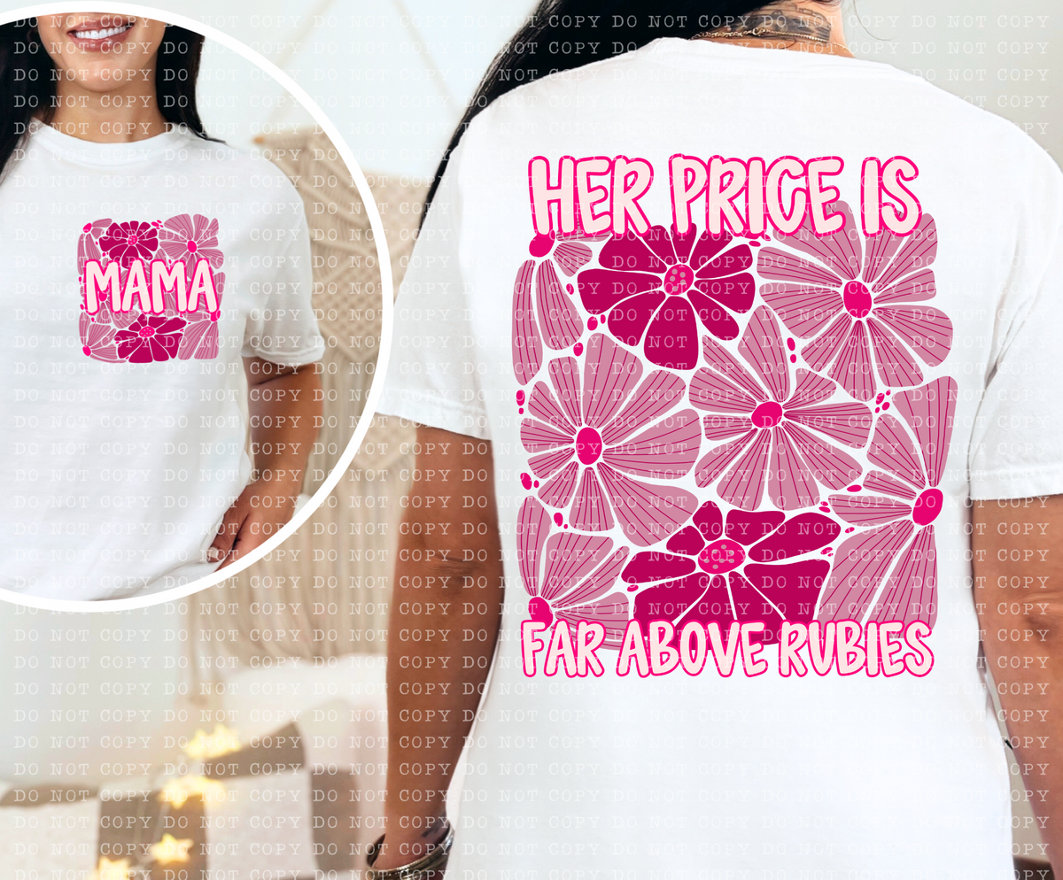 Her price is far above rubies pink BACK (ECHT) 106823 DTF transfer