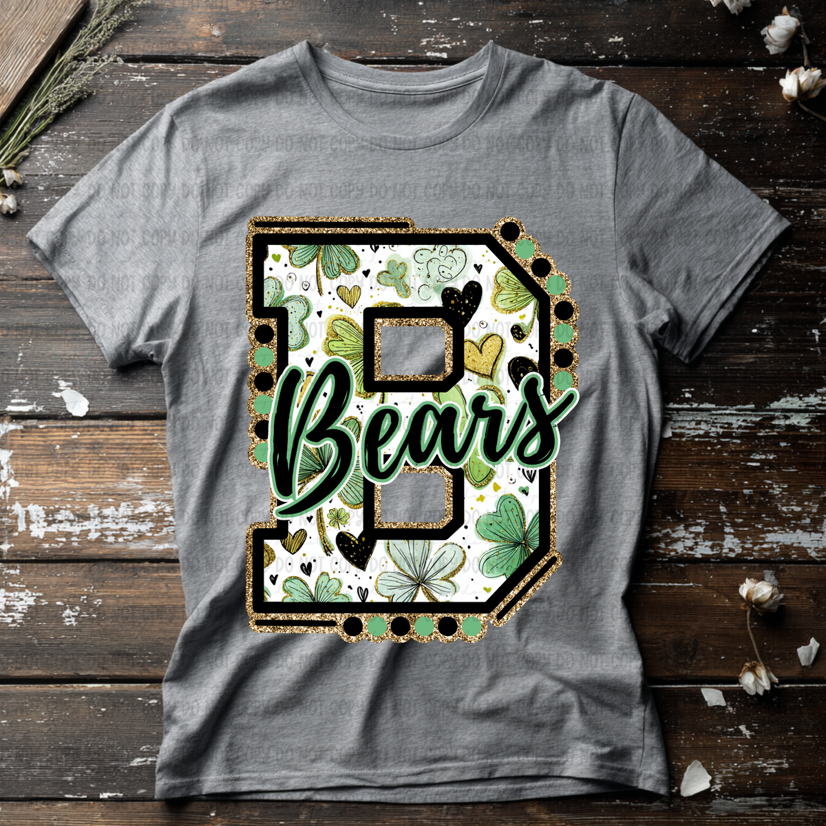 Bears letter St. Patrick's Day GREEN (Revel) DTF Transfer