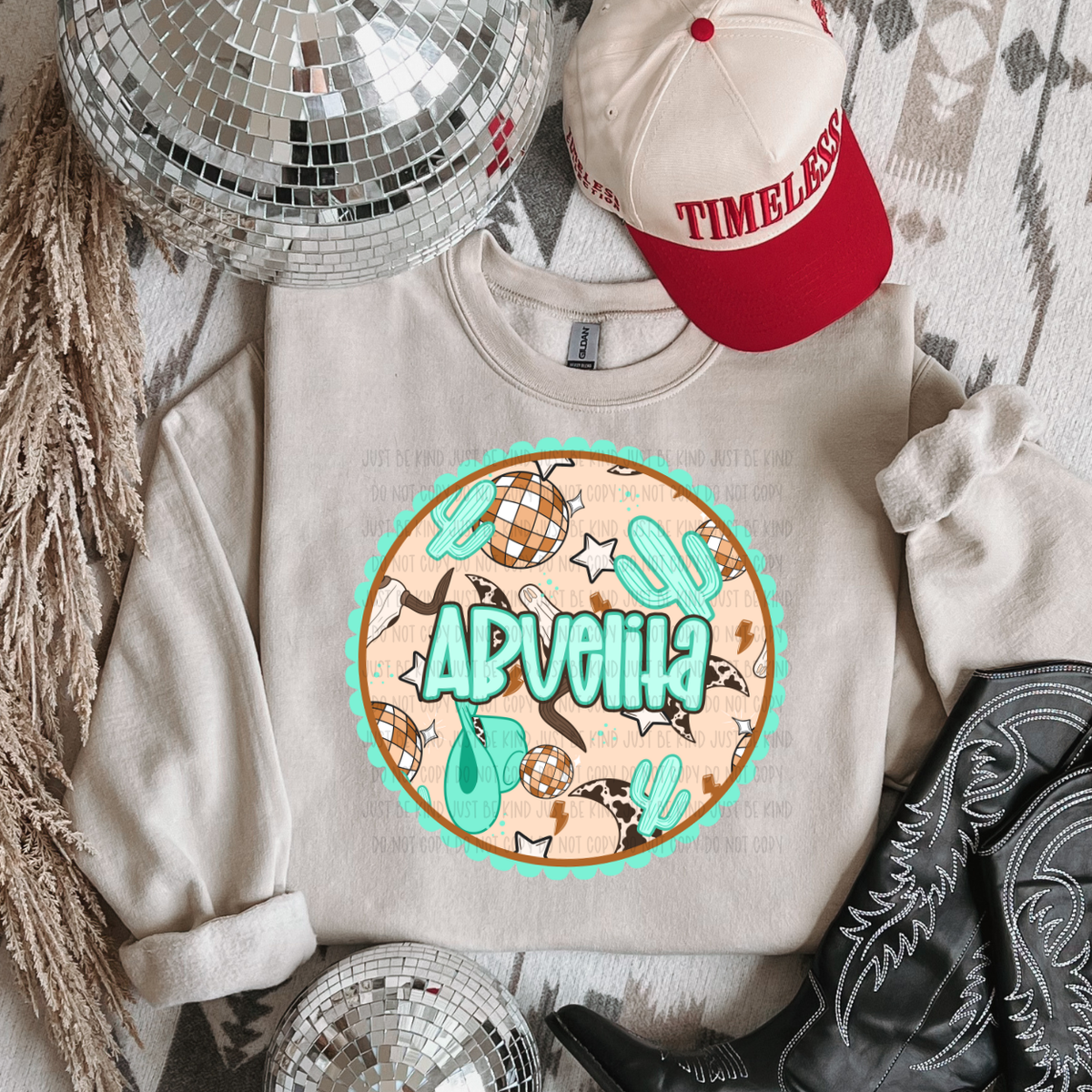 Abuelita *Teal (Kayndi) 72786 DTF transfer
