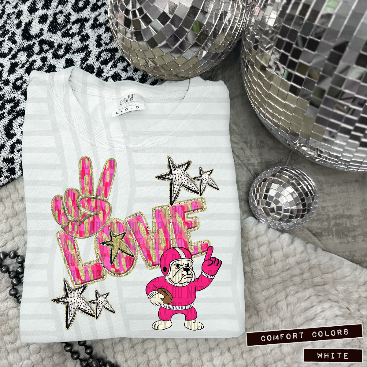 Pink Peace Love BULLDOG (Caplinger) 101867 DTF transfer