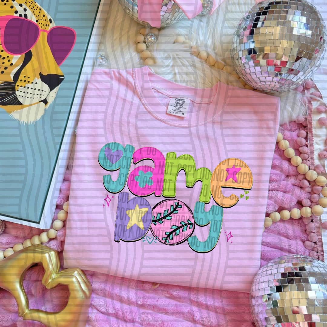 Game day baseball (teal,pink,green) (Caplinger) DTF Transfer